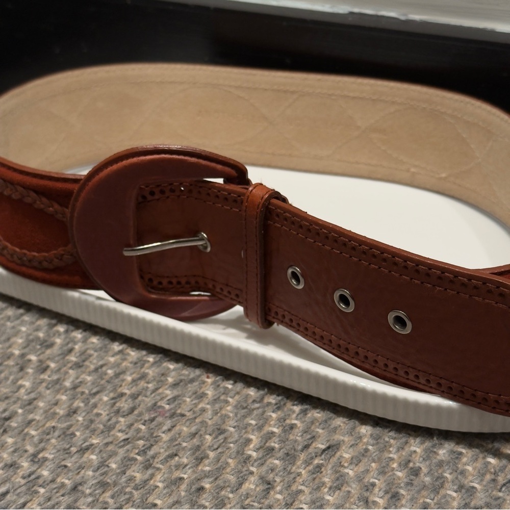 Another Line Inc Western Wide Brown Leather Belt Size L Women’s - Picture 5 of 9